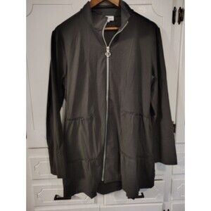 Neon Buddha Women's XL Jacket Coat Cotton Black Button Lagenlook Boho Ruffle